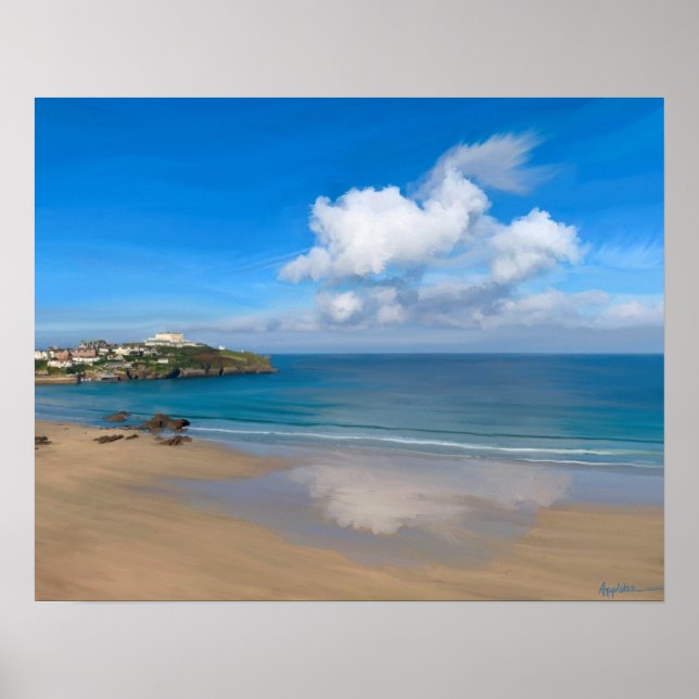 Newquay Bay in Summer Poster (Front)