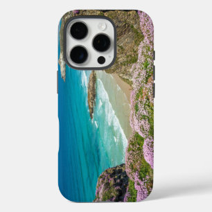 Newquay beach in North Cornwall wild flowers cliff iPhone 16 Pro Case