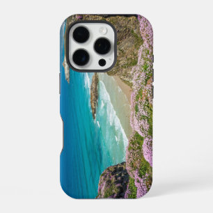 Newquay beach in North Cornwall wild flowers cliff iPhone 16 Pro Case
