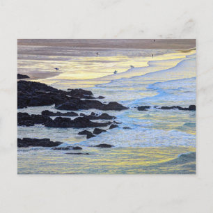 Newquay Beach Sunset Postcard