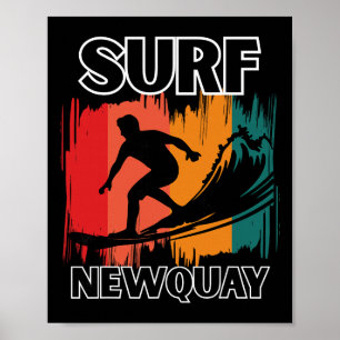 Newquay Surf Retro Cornwall Surfing And Beach Vibe Poster