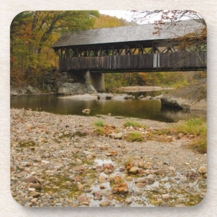 Newry Covered Bridge over river in autumn Coaster