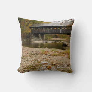 Newry Covered Bridge over river in autumn Cushion