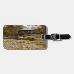 Newry Covered Bridge over river in autumn Luggage Tag
