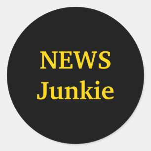 News Junkie _1 Classic Round Sticker
