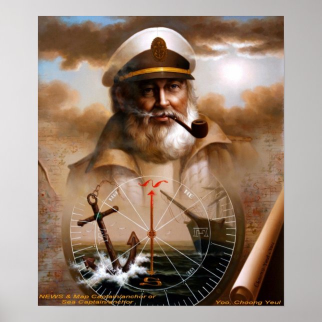 NEWS & Map Captain/anchor or Sea Captain Poster (Front)