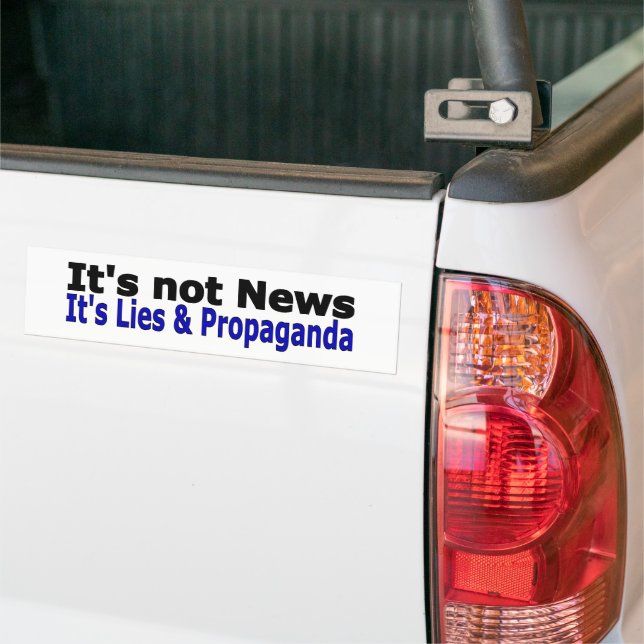 News Media Lies and Propaganda black and blue text Bumper Sticker (On Truck)