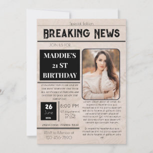 News Paper Bday Invitation 