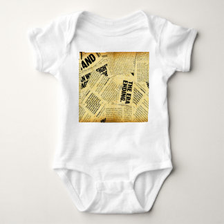 News paper text with old paper baby bodysuit