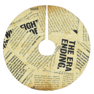 News paper text with old paper brushed polyester tree skirt