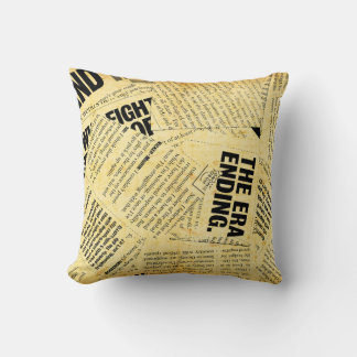 News paper text with old paper cushion