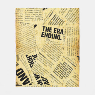 News paper text with old paper fleece blanket