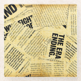 News paper text with old paper glass coaster