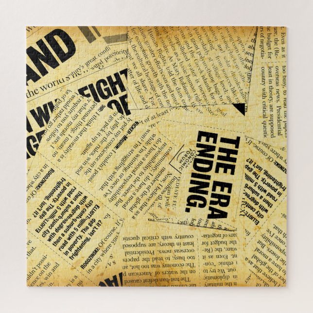 News paper text with old paper jigsaw puzzle (Vertical)