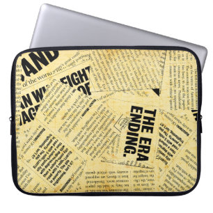 News paper text with old paper laptop sleeve
