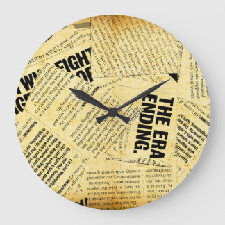 News paper text with old paper large clock