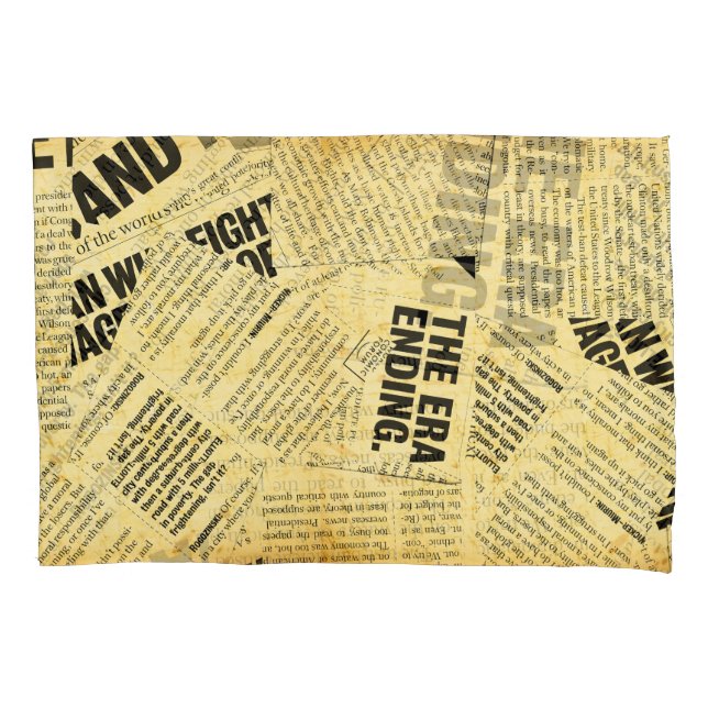 News paper text with old paper pillowcase (Front)