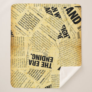 News paper text with old paper sherpa blanket