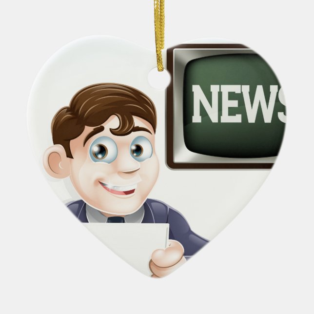 News reporter ceramic tree decoration (Front)