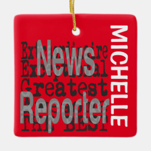 News Reporter Extraordinaire CUSTOM Ceramic Ornament