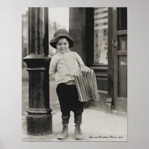 Newsboy in St. Louis by Lewis Wickes Hine, 1910 Poster