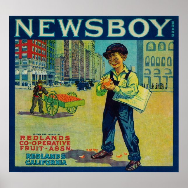 Newsboy Orange LabelRedlands, CA Poster (Front)