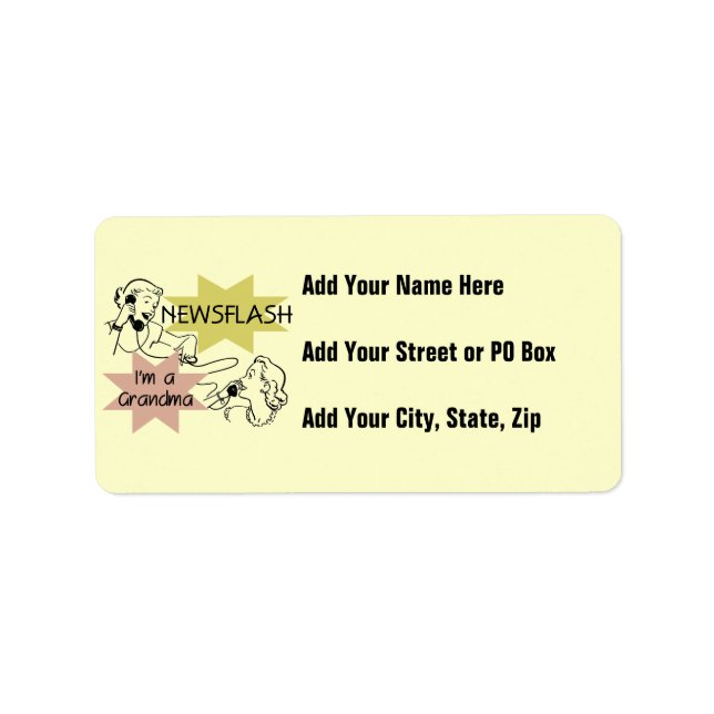 Newsflash I'm a Grandma T-shirts and Gifts Label (Front)
