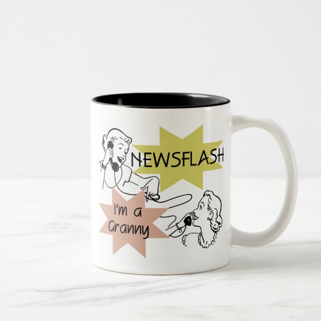 Newsflash I'm a Granny T-shirts and Gifts Two-Tone Coffee Mug (Right)