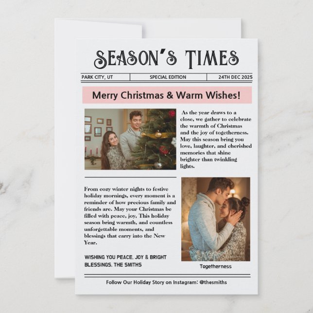 Newsletter Arch Photo Collage Christmas  Holiday Card (Front)