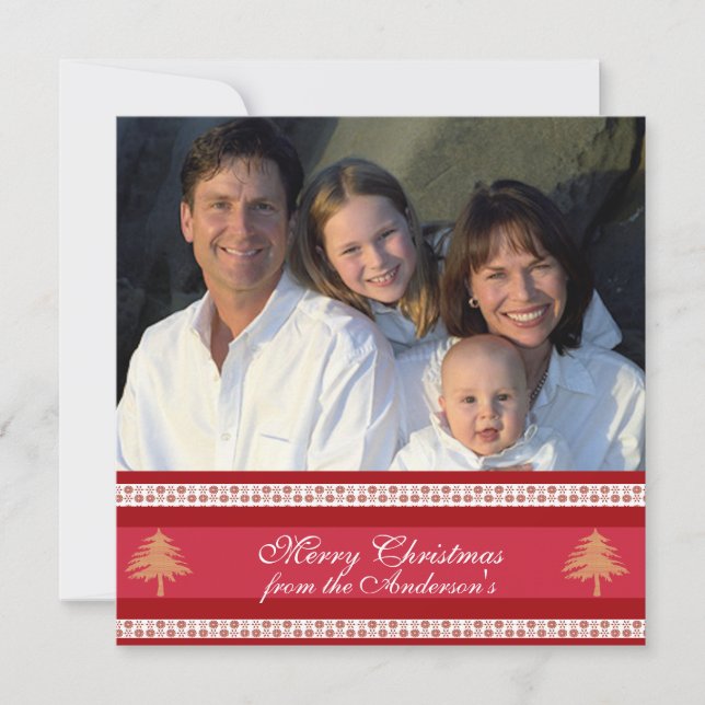 Newsletter on Back Red Damask Christmas Card (Front)
