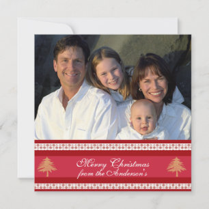 Newsletter on Back Red Damask Christmas Card