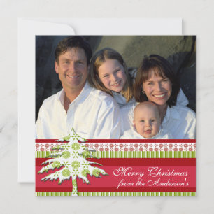 Newsletter on Back Red Damask Christmas Card
