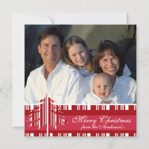 Newsletter on Back Red Flower Tree Christmas Card