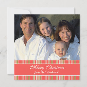 Newsletter Pink Green Stripe Christmas Card