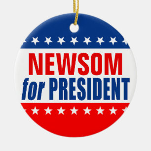 "NEWSOM for PRESIDENT" Ceramic Ornament
