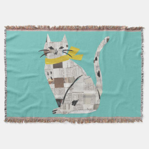 newspapar cat throw blanket