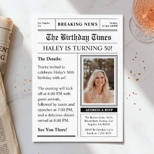Newspaper 50th Birthday Funny Magazine Cover Photo Invitation