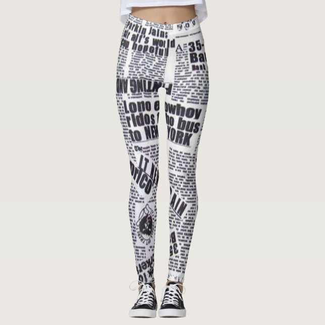 Newspaper article printed leggings (Front)