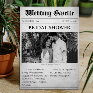 Newspaper Article Wedding Bridal Shower Invitation