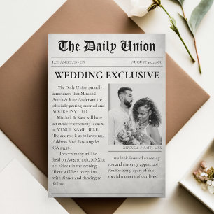 Newspaper Article Wedding Invitation