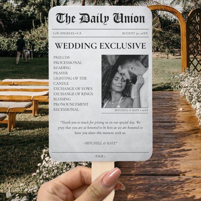 Newspaper Article Wedding Program Hand Fan (Newspaper Article Wedding Program Hand Fan
)
