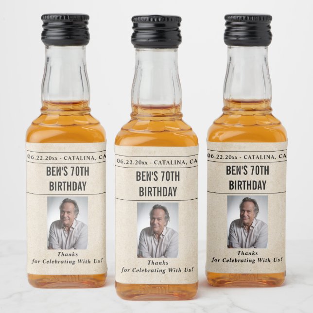 Newspaper Birthday News Funny Humorous Men 70th Liquor Bottle Label (Bottles)