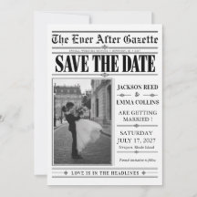 Newspaper Black and White Photo Wedding