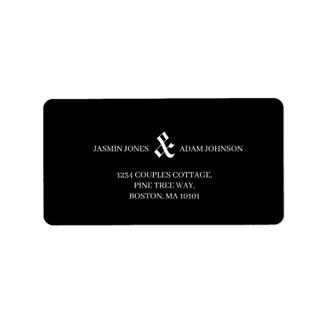 Newspaper Black Dark Mode Unique Wedding Label (Front)