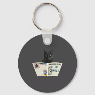 Newspaper Breaking News Black Cat Au Journal  Key Ring