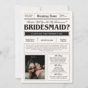 Newspaper Bridesmaid Proposal Card