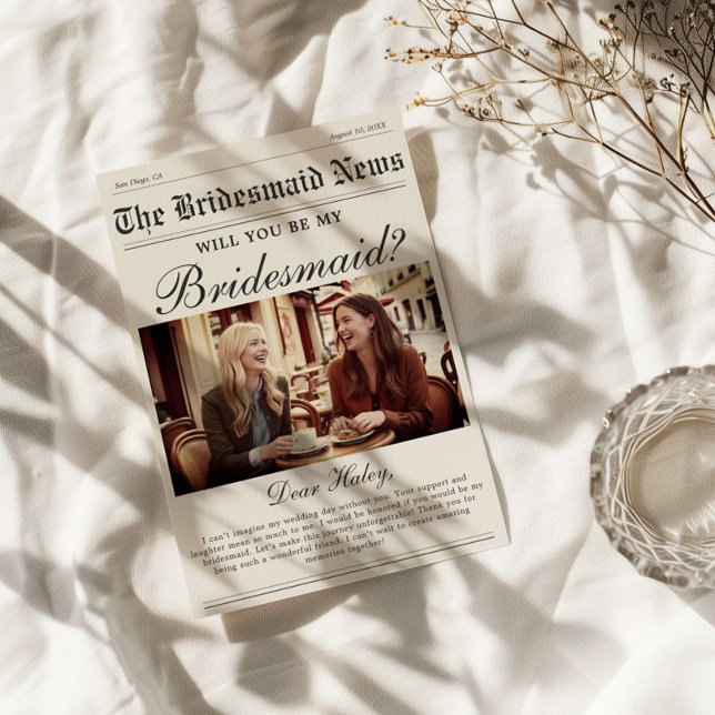 Newspaper Bridesmaid Proposal Card (Creator Uploaded)