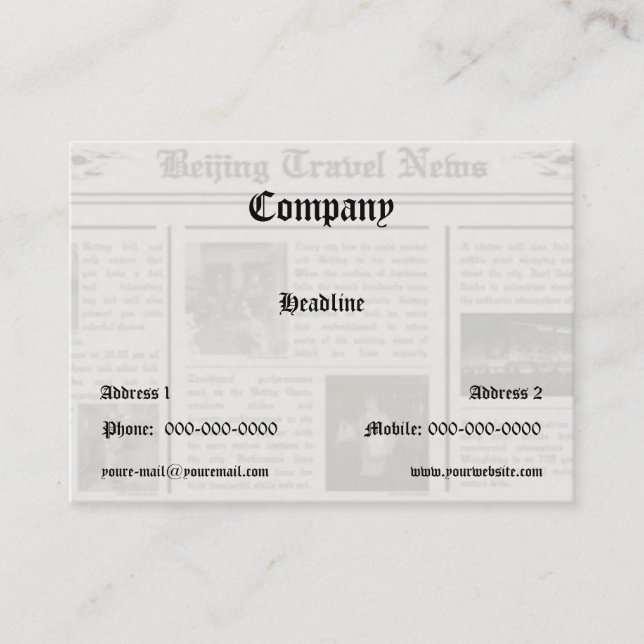 Newspaper Business Card (Front)