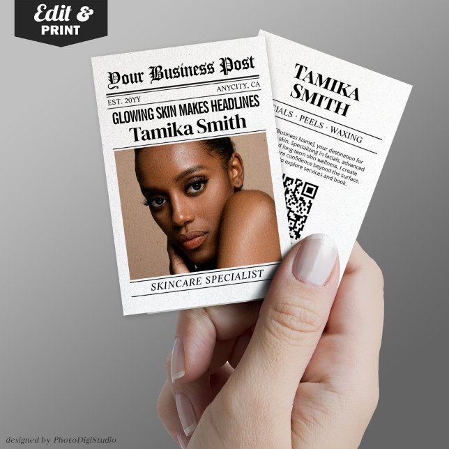 Newspaper Business Card, Aesthetician Calling Card (Newspaper Business Card, Aesthetician Calling Card)