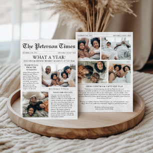 Newspaper Christmas Card 6 Photos Family Holiday